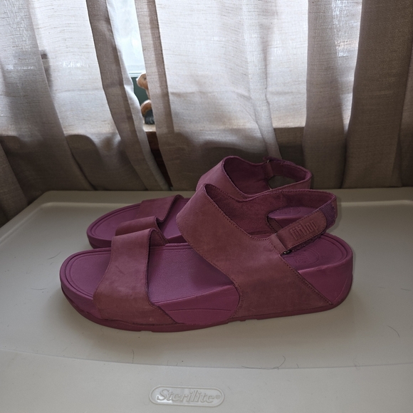 FitFlop cranberry pink suede strappy sandals 10 - Picture 10 of 11